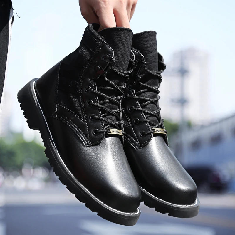 Мужские кожаные ботинки в британском стиле; Zapatos De Hombre; зимние винтажные ботильоны; унисекс; botas hombre; Высококачественная безопасная обувь; Размеры 35-46