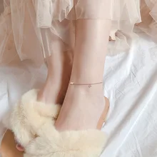 925 пробы Стразы кулон Лаки ноги простой свежий чувство дизайна студентов летний день лодыжки кулон корейский стиль женщин