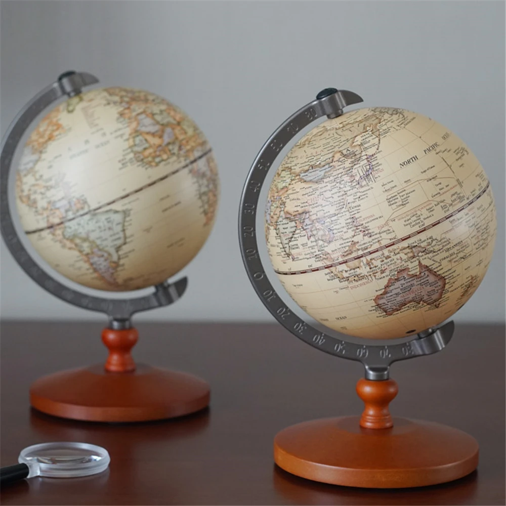

Retro Globe 360 Rotating Earth World Ocean Map Ball Antique Desktop Geography Learning Education Home School Decoration