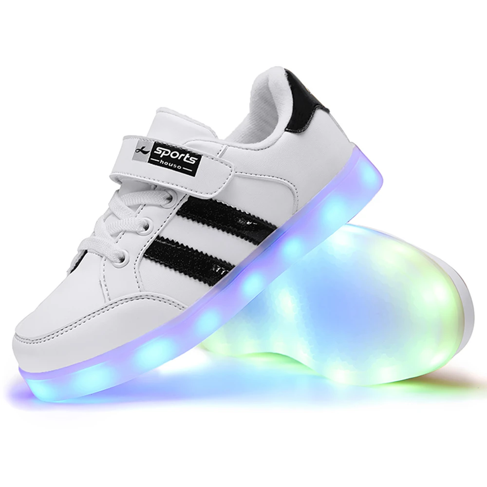 Albardilla Cerdo Hora Zapatos luminosos para niños y niñas, calzado deportivo con luces led de  colores y parpadeantes, recargable por usb|Zapatillas de skate| - AliExpress