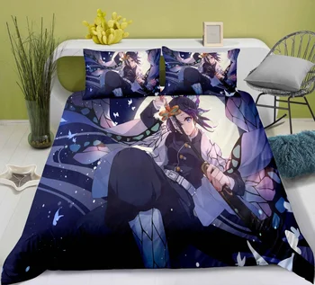 

Devil's Blade Anime Home Textile Pillow Case Quilt Demon Slayer Kimetsu No Yaiba Kamado Tanjirou Nezuko Home Decor Bedding Set