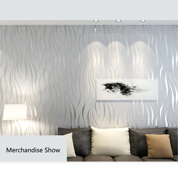 

Cover Home Roll Non Woven Wallpaper 3D Embossed TV Background DIY Damask Decoration Modern Wavy Pattern Bedroom Living Room