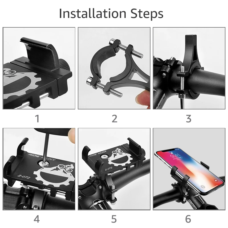 Aluminum Alloy Bike Phone Holder Universal Motorcycle Bicycle Cell Phone Stand Mount for iPhone 11 Pro Max XR XS Samsung Bracket mobile finger holder