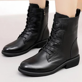 

2020 Winter women shoes fashion Genuine Leather Warm Ankle Boots Casual comfort Women Boots Mother Boot botas mujerky126