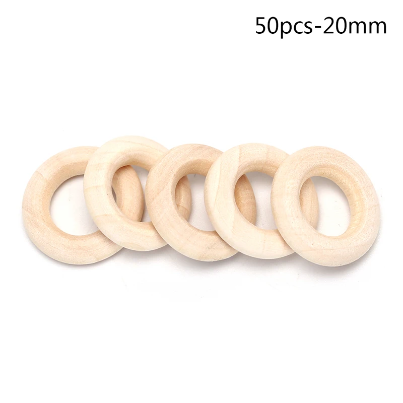 5/10/20/50pcs Natural Wood Teething Beads Wooden Ring Children Kids DIY Wooden Jewelry Making Crafts 10 Size - Цвет: 50pcs 20mm