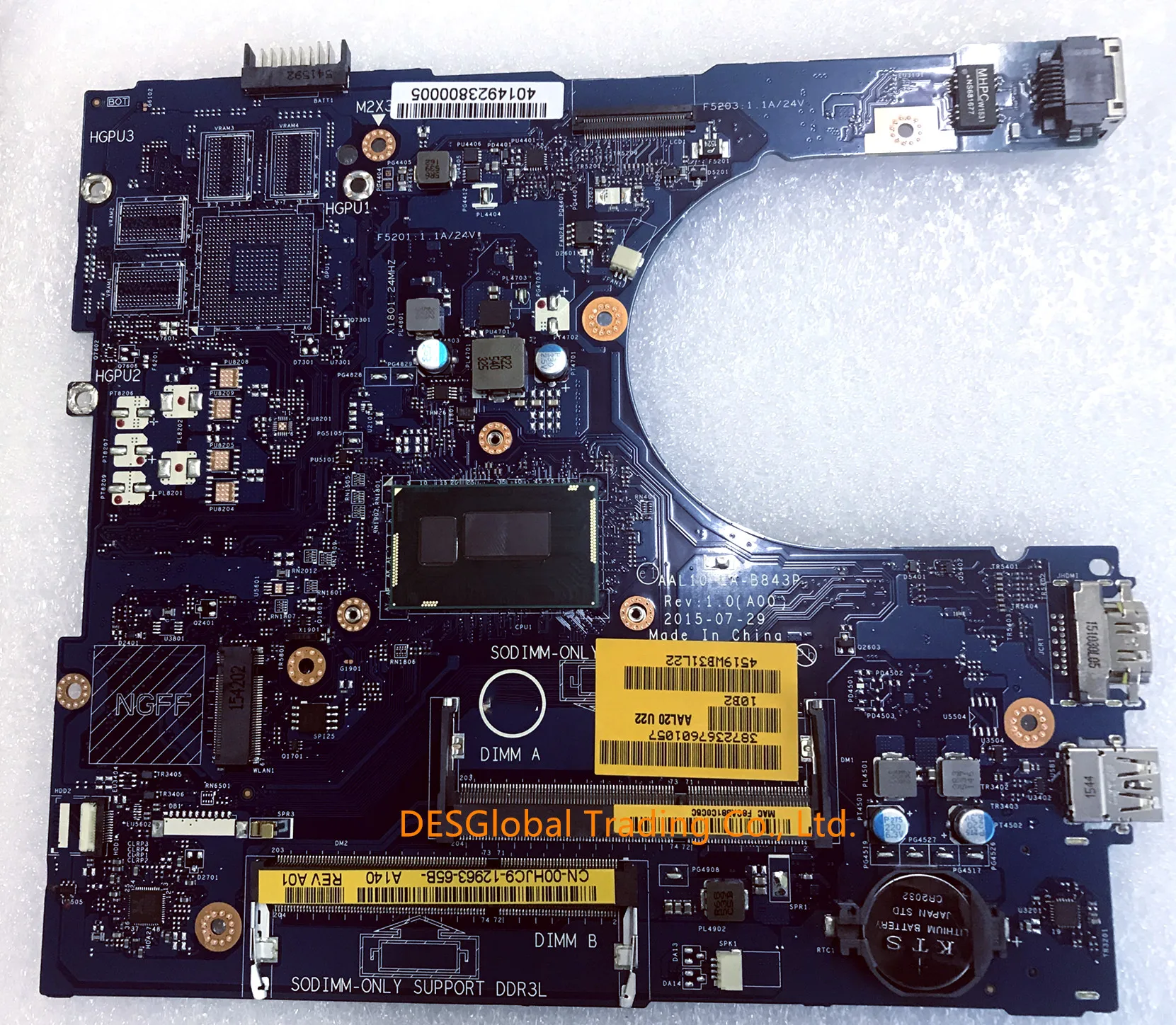 

Mainboard CN-00HJC9 00HJC9 0HJC9 For Dell Inspiron 15 5458 5558 5758 Laptop Motherboard AAL10 LA-B843P AAL20 i5-4210U SR1EF