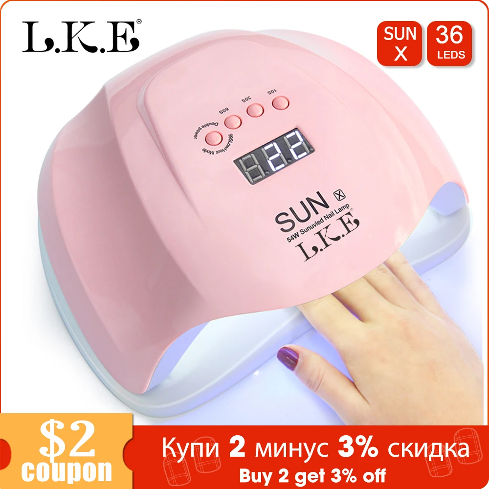 УФ лампа LKE SUNX 54 Вт/48 Вт Сушилка для ногтей гелевая Светодиодная сушки умный
