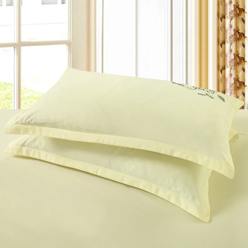 2 шт., 48x74 см, сплошной цвет, хлопок, чехол для подушки, короткий стиль, с принтом, чехол для подушки, для спальни - Цвет: Светло-желтый