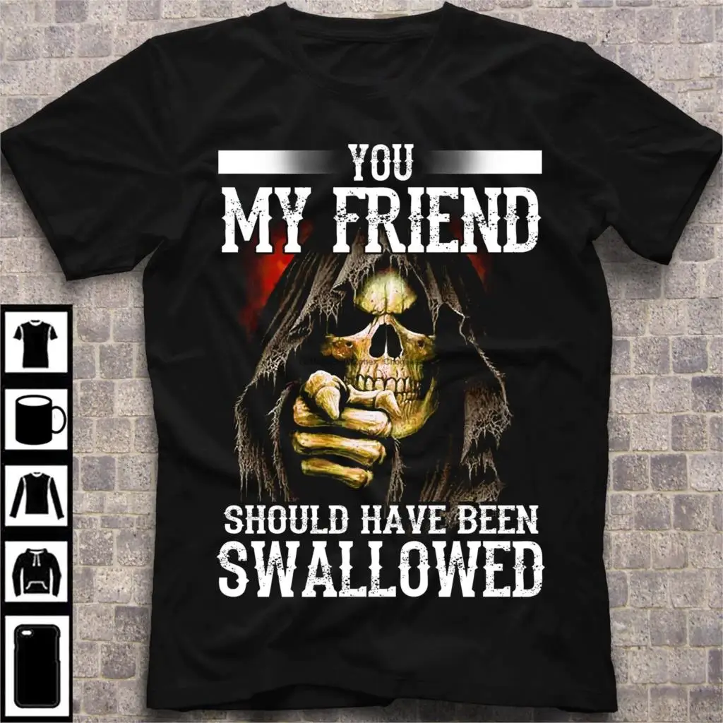 Мужская футболка из хлопка с надписью скелет Death You My Friend | одежда