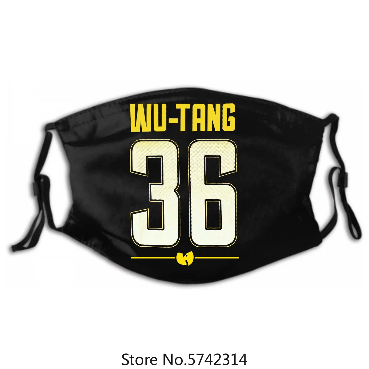 

Wu Tang Clan Shirsey 36 Mesh Jersey Logo Black Mask New Official Merch Washable Reusable Mask with PM2.5 Filters 5 Layers