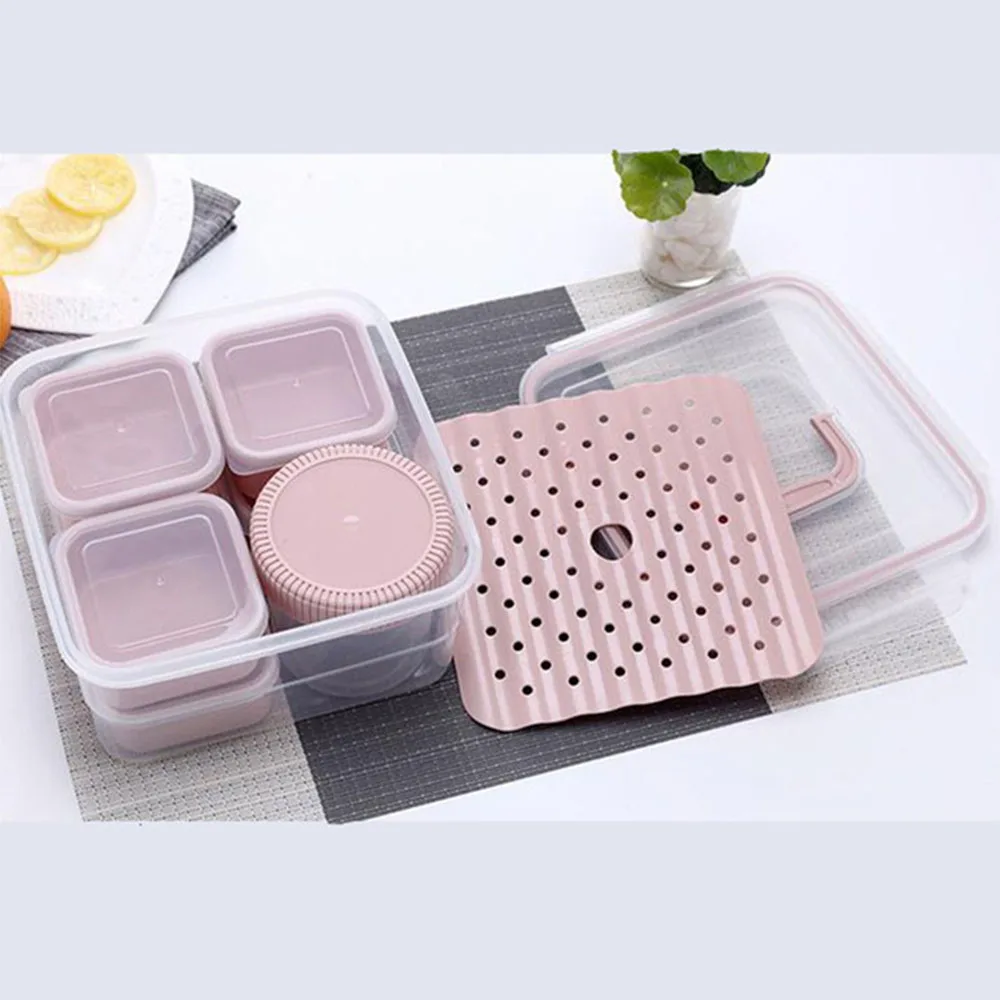 Lunch Box Portable Eco-friendly Bento Box Food Storage Container Microwavable Leakproof Crisper Box for Office School Student