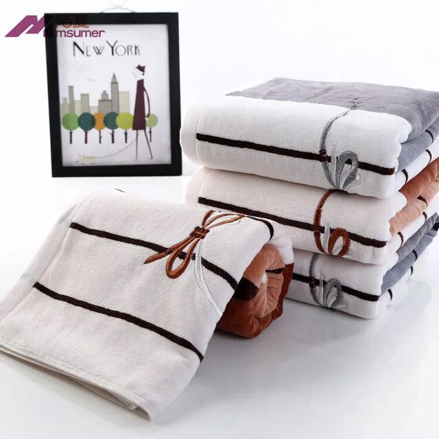 Махровое полотенце из 100% хлопка с вышивкой 2 шт. в комплекте|bath towel set|towel setjuego de toallas