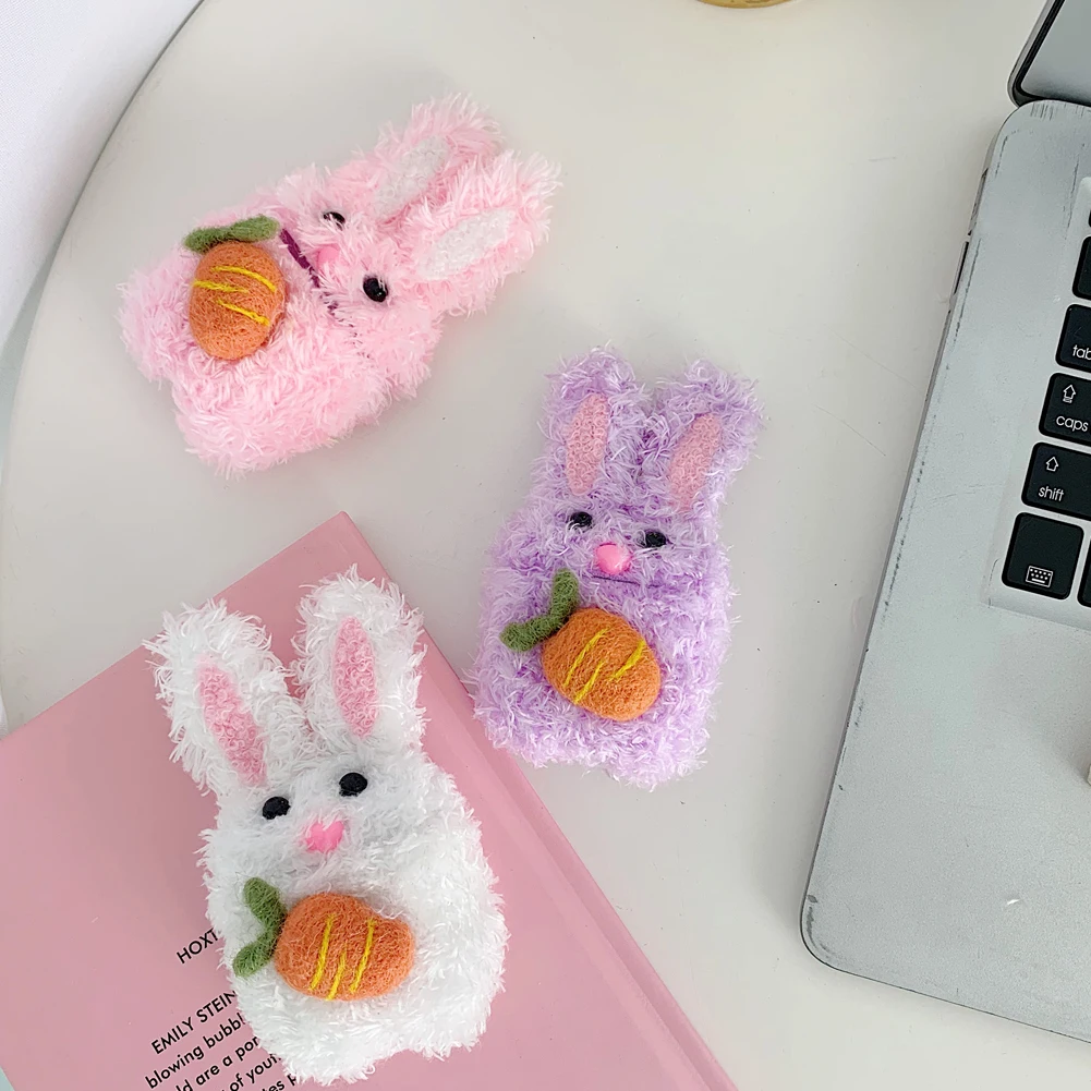AZiMiYO Cute Fluffy Bluetooth Earphone Case for AirPods Cover Plush Bunny Plush Protective Cover for Apple Air Pods Case