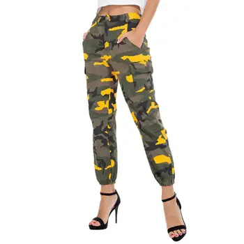 

New Women Camo Cargo High Waist Hip Hop Trousers Pants Military Army Combat Camouflage Pockets Long Pants arrival