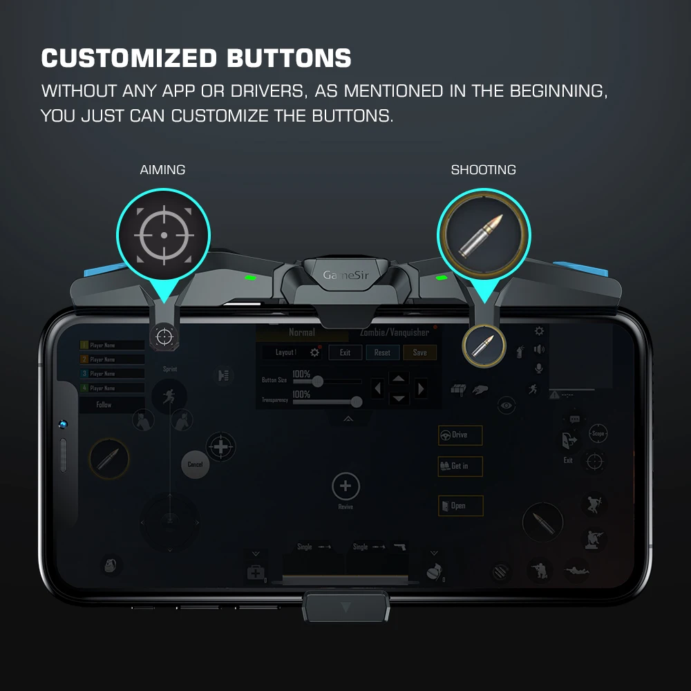 Игровой джойстик GameSir F4 Falcon Mobile Pubg для Android / iOS iPhone складной с крыльями Fortnite