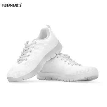 

INSTANTARTS Pure White Color Print Adults Trainer Running Shoes Breathale Spring/Autumn Sneakers Outdoor Woman Man Sports Shoes