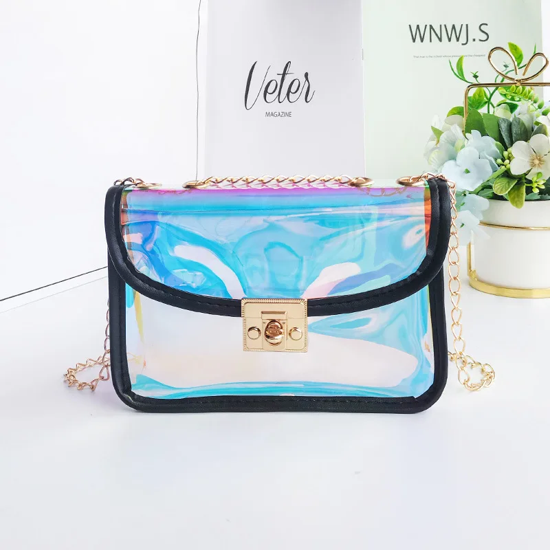 Mini Women Laser Crossbody Bag Messenger Shoulder Bag PVC Jelly Small Tote Messenger Candy Colors Bags Laser Holographic bolso 