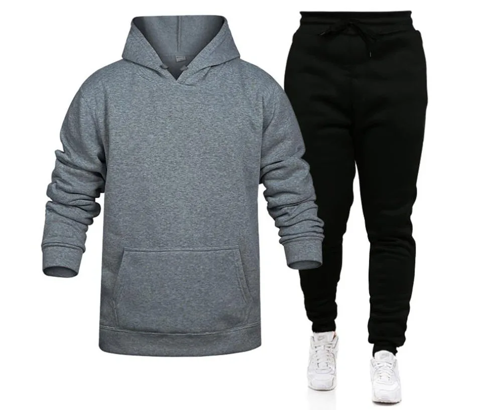 

Solid Spring Autumn Casual Fashion 2020 Hoodies Men Sets Outdoor Sports Sweatpants Sweatshirt Men Tracksuits