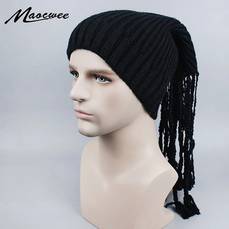 Шапка с дредами Jamaica Rasta Gorro мешковатая Вязаная бини в полоску однотонная для