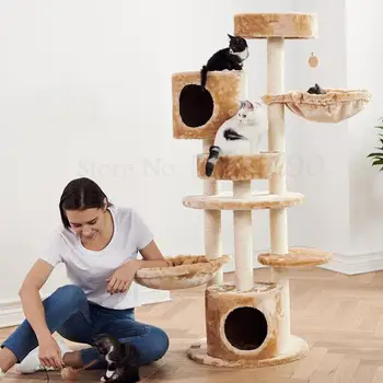 

Cat climbing frame cat nest cat tree integrated large luxury solid wood cat villa cat frame cat scratch post pet toy