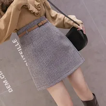 Новинка года; Сезон Зима; корейский стиль; клетчатая юбка с карманами на бедрах