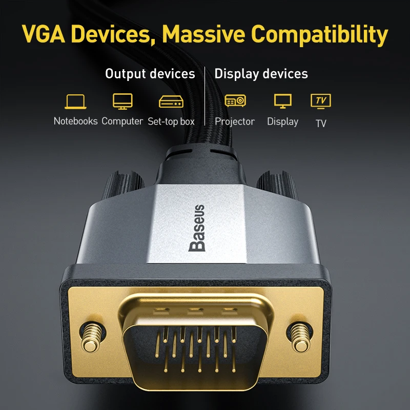 Baseus VGA к VGA кабель 15 Pin 1080P HD папа-папа VGA видео кабель-адаптер для проектора монитора компьютера ПК ТВ VGA провод шнур