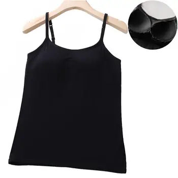 

Women Modal Cami with Built-in Shelf Bra Support Adjustable Spaghetti Strap Tank