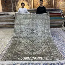 YILONG 6'x9' кашмирский ручной персидский ковер vantage изысканный бежевый шелковый ковер(YXR371A