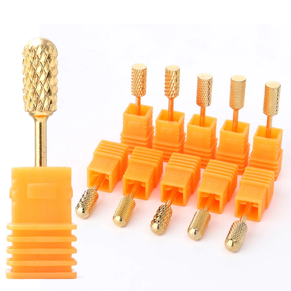 

10 Types Golden Carbide Nail Drill Bit Manicure Machine Electric Cutters for Nails Grind File Removing Pedicure Tool BEXDJ1-10