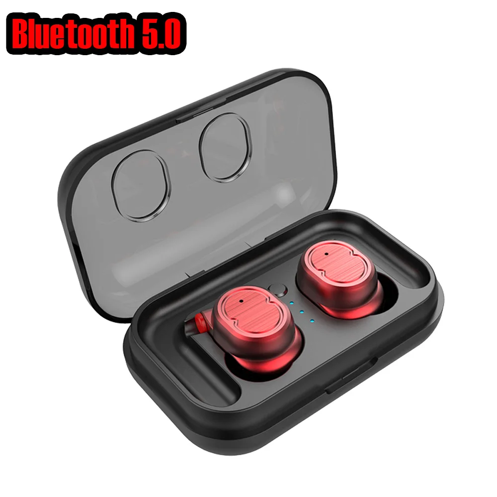 red TWS-8 Bluetooth 5,0 стерео 3d гарнитура с зарядным устройством беспроводные Bluetooth наушники гарнитура наушники бас - Цвет: red