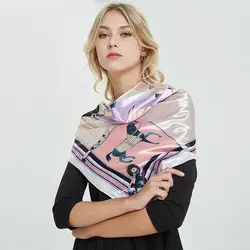 90*90 шарф пончо женский 2019 модные пончо и накидки осенний шелковый шарф дизайнерский роскошный женский шарф животное Пашмина 90 см