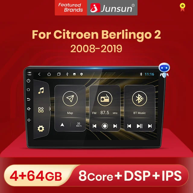 $149.99 Junsun V1 Android 10.0 DSP CarPlay Car Radio Multimedia Video Player Auto Stereo GPS For Citroen Berlingo 2008-2019 2 din dvd