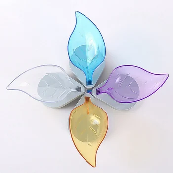 

Transparent Leaf Shape Plastic Drain Water Soap Storage Box Suction Cup Base Soap Box Bathroom Supplies Soap Holder Case