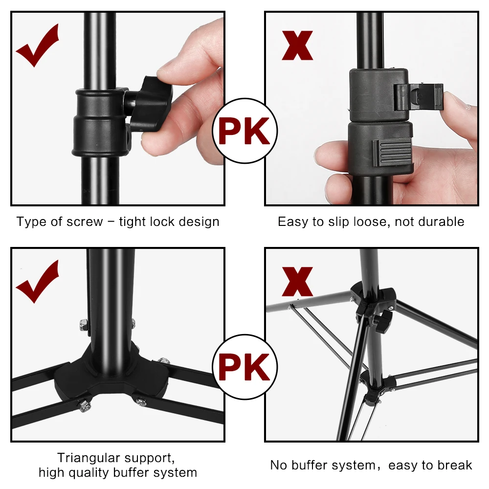  37cm/14.5inch Photography Mini Table 1/4 Screw Head Light Stand For Photo Studio Ring Light LED Lam
