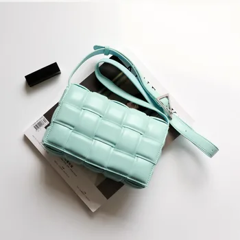 

2020 Handbag Padded Stitching Woven Square Sling Bag Plaid Women's Leather Bags handbags women bags pearl crossbody bag