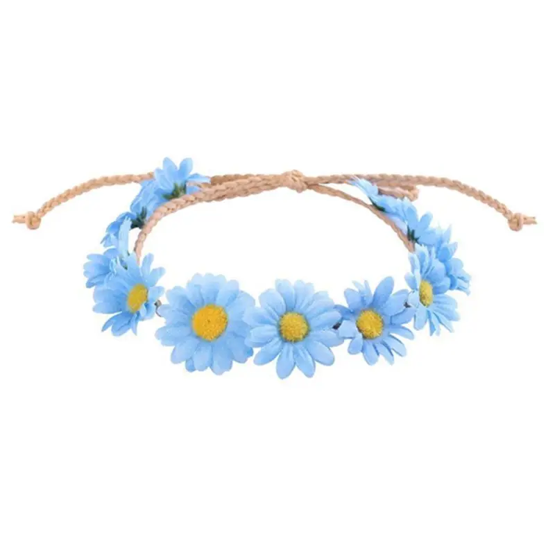 ladies head wraps Sunflower Garland Floral Wreath Woven Daisy Headband for Women Female Girls Hat Hair Decorative Accessories hair clips for women