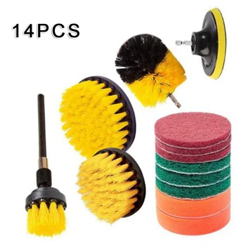 

14Piece Drill Scrub Brush Set Multi-Purpose Deep Cleaning Kit For Cleaning Extension Rod Scrubber Brushes