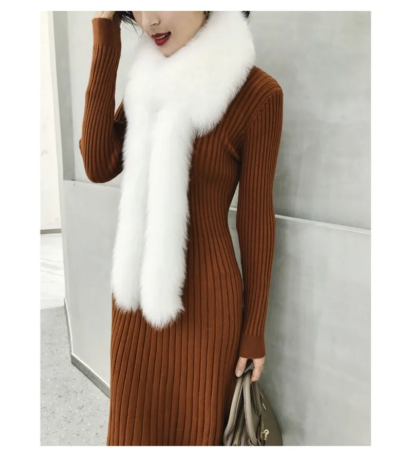 

MS.Minshu Genuine Fox Fur Scarf With tails Natural Fox Fur Collar Fashion Women Winter Scarf Real Fox Fur Collar