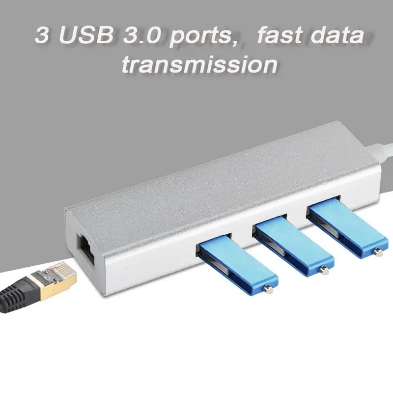 USB Ethernet адаптер 3 порта USB 3,0 концентратор USB для Rj45 1000 Мбит/с Lan сетевая карта для Macbook pro Mac настольный компьютер