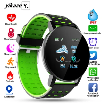 

119 Plus Bluetooth Smart Watch Men Blood Pressure Waterproof Sport Round Smartwatch Women Clock Fitness Tracker for Android IOS