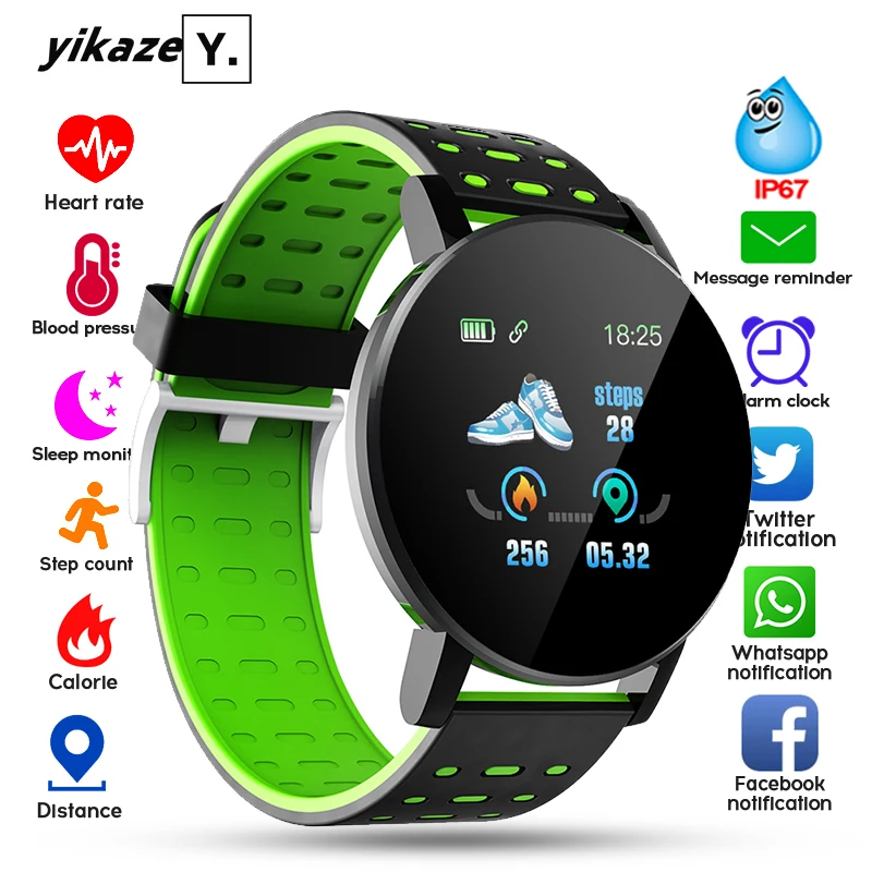 119 Plus Bluetooth Смарт часы для мужчин измерение артериального давления