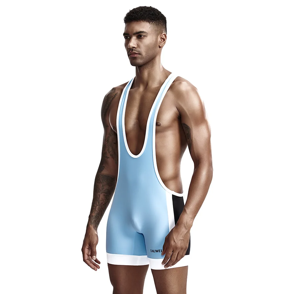 Tauwei Man Full Body Leotards Wrestling singlet Mens Body Building Swimsuit Gym Bodywear Man Tight Swimwear