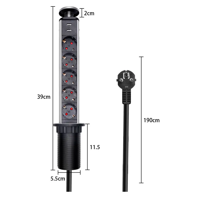Bcsongben розетка с usb 1 светодиод+ 2 Зарядка USB 2/3/4/5 Мощность штепсельная вилка европейского стандарта Кухня настольная электрическая розетка для рабочего стола розетки Мощность