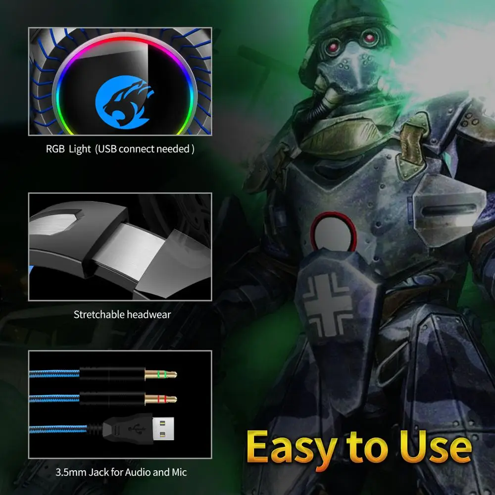 Professional Led RGB Light Gaming Headset Noise Cancelling 7 1 Channel 4D Stereo Wired PS4 Computer Gaming Headphone with Mic