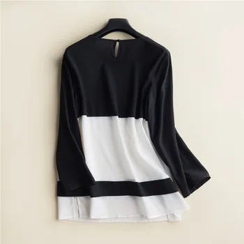 

silk tops women's shirt black white long sleeve mulberry plus size 2020 spring summer high-quality mom loose free ship