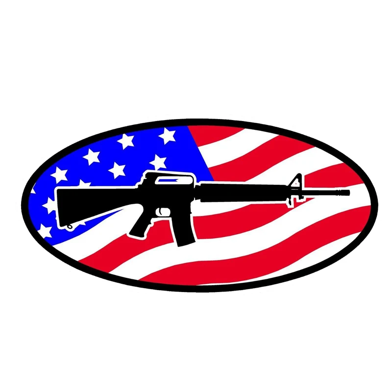 

New Reflective Vinyl High-quality AR15 Gun USA Flag Color Car-Sticker and Decals Bumper Bodywork Car Interior KK16*8cm
