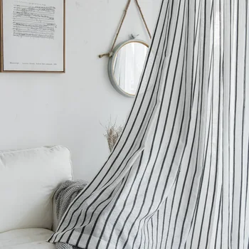

Nordic Style Home Decor Valance, Simple Stripes Clear Window Drapes Tulle Curtains Living Room Window Curtains Salon For Bedroom