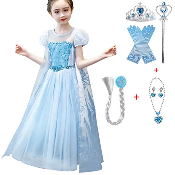 

New Christmas Dress For Girls Princess Dress Elsa Costume Kids Birthday Party Dress Children Halloween Dress fantasia infantil