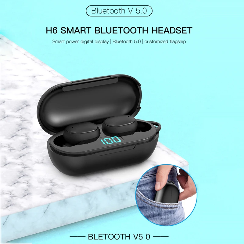 Беспроводные наушники H6 с Bluetooth 5 0 HD стерео спортивные шумоподавлением
