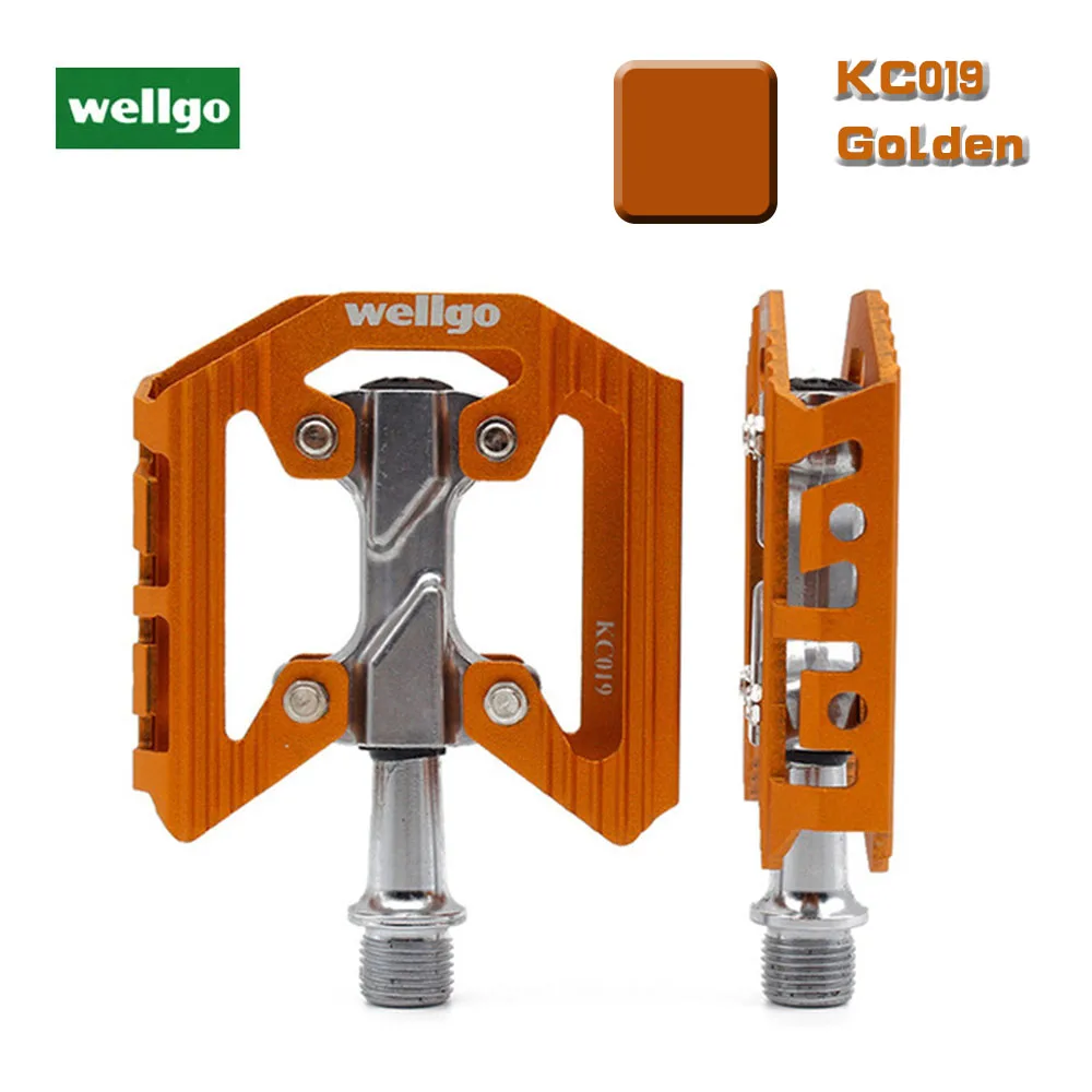 Golden Wellgo KC019, педаль для горного велосипеда, Ультралегкая, из алюминиевого сплава, MTB, велосипедные педали, герметичный подшипник 9/1" Cr-Mo, шпиндельная педаль, велосипедная часть - Цвет: Golden